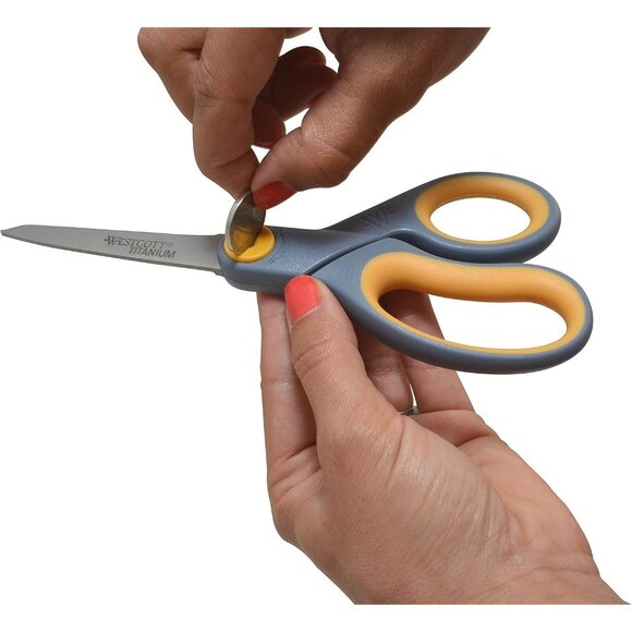 🆕 Titanium Straight Scissor Grey Sharper Longer Lasting Cutting Edge Soft Grip - Picture 5 of 8
